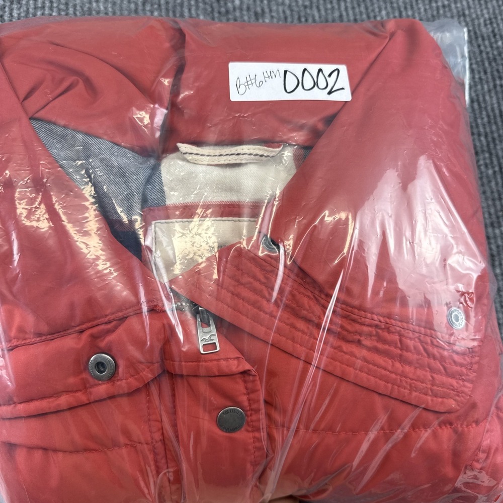 Hollister Red Jacket Puffer Down/Feather Woman's Med No Belt Large Collar - Picture 9 of 9
